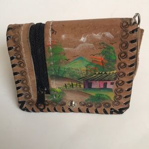 El Salvador Women’s pocket mirror wallet leather with 2 zipper compartments